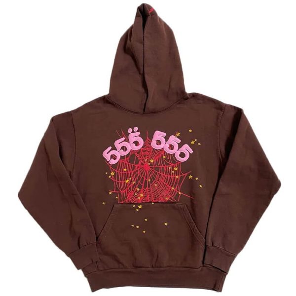 555 Printed Hoodie – Brown *hoodies Sp5der Flash sale!!
