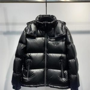 Prada Jacket Winter Coat Black Detachable Sleeves